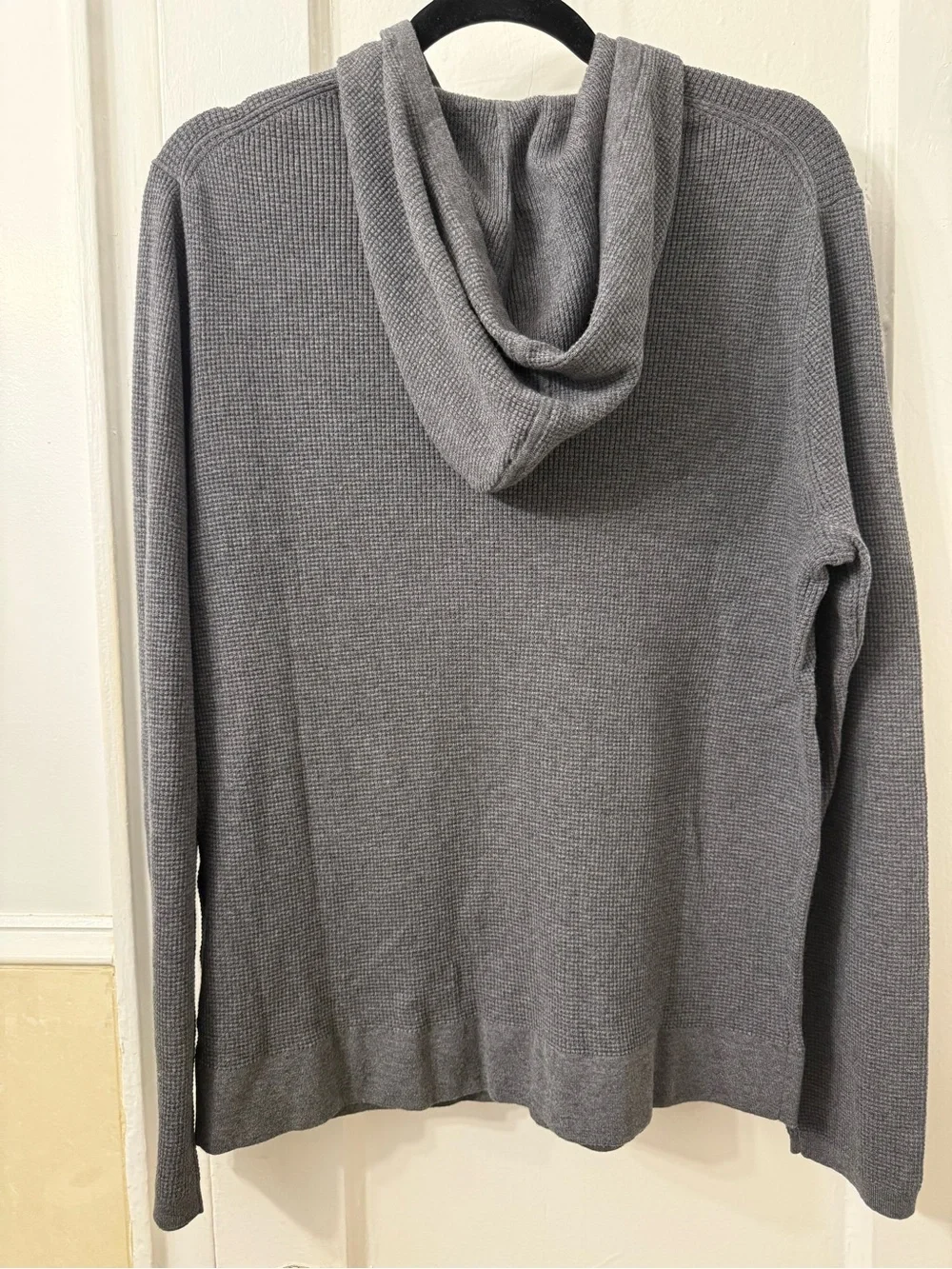 NAADAM  Cashmere Cotton Gray Waffle-Knit Crewneck Hoodie